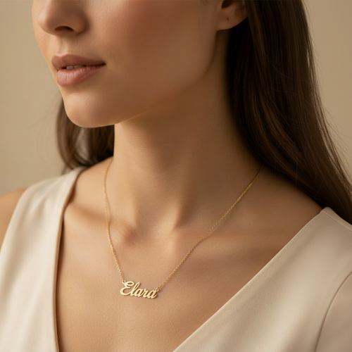 INS style minimalist name chain necklace lifestyle photo square