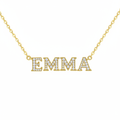 EMMA Classic Serif Diamond Pavé Necklace - White Background