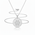 925 sterling silver paw print necklace white background