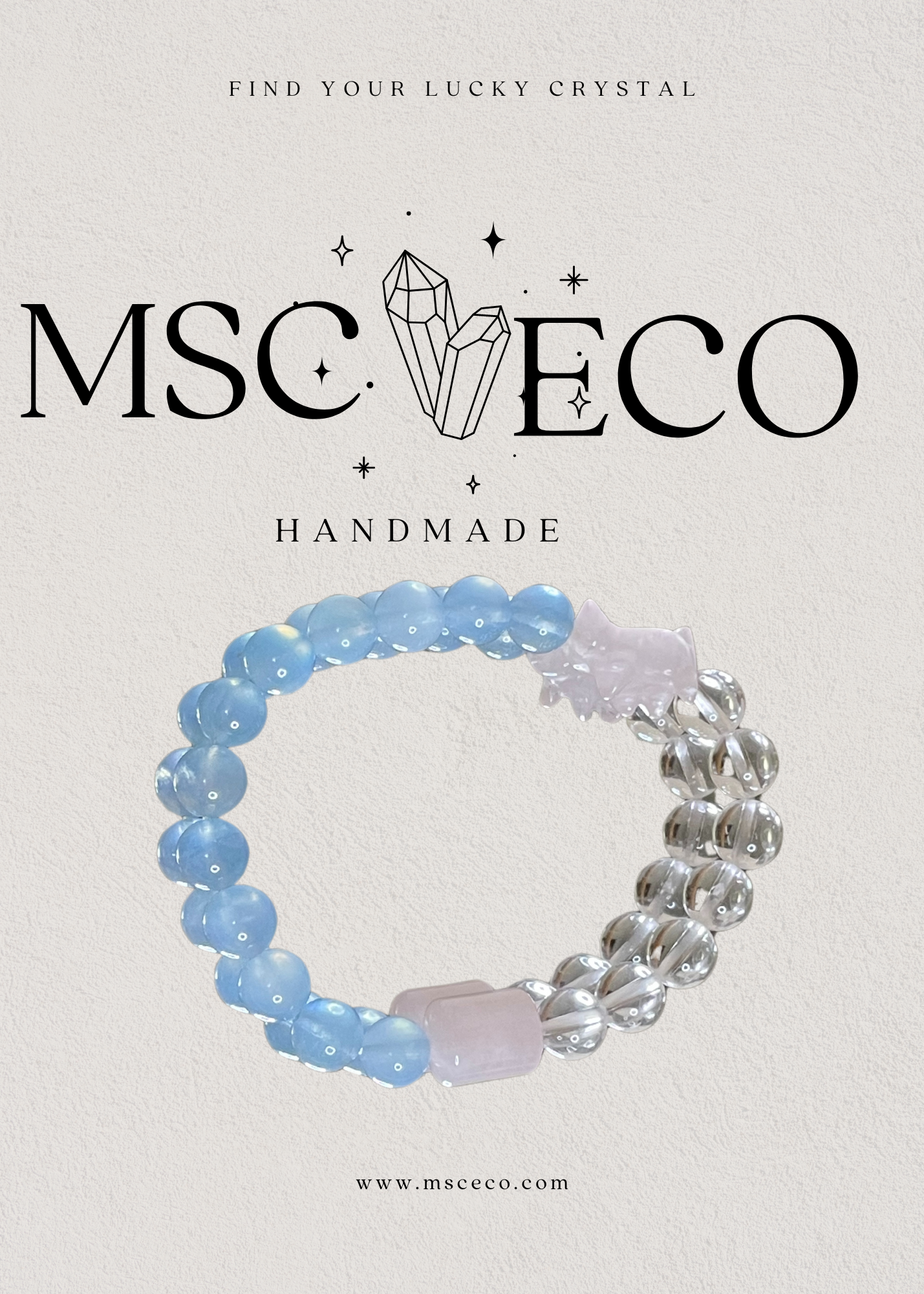 Star Aquamarine & Rose Quartz Healing Bracelet