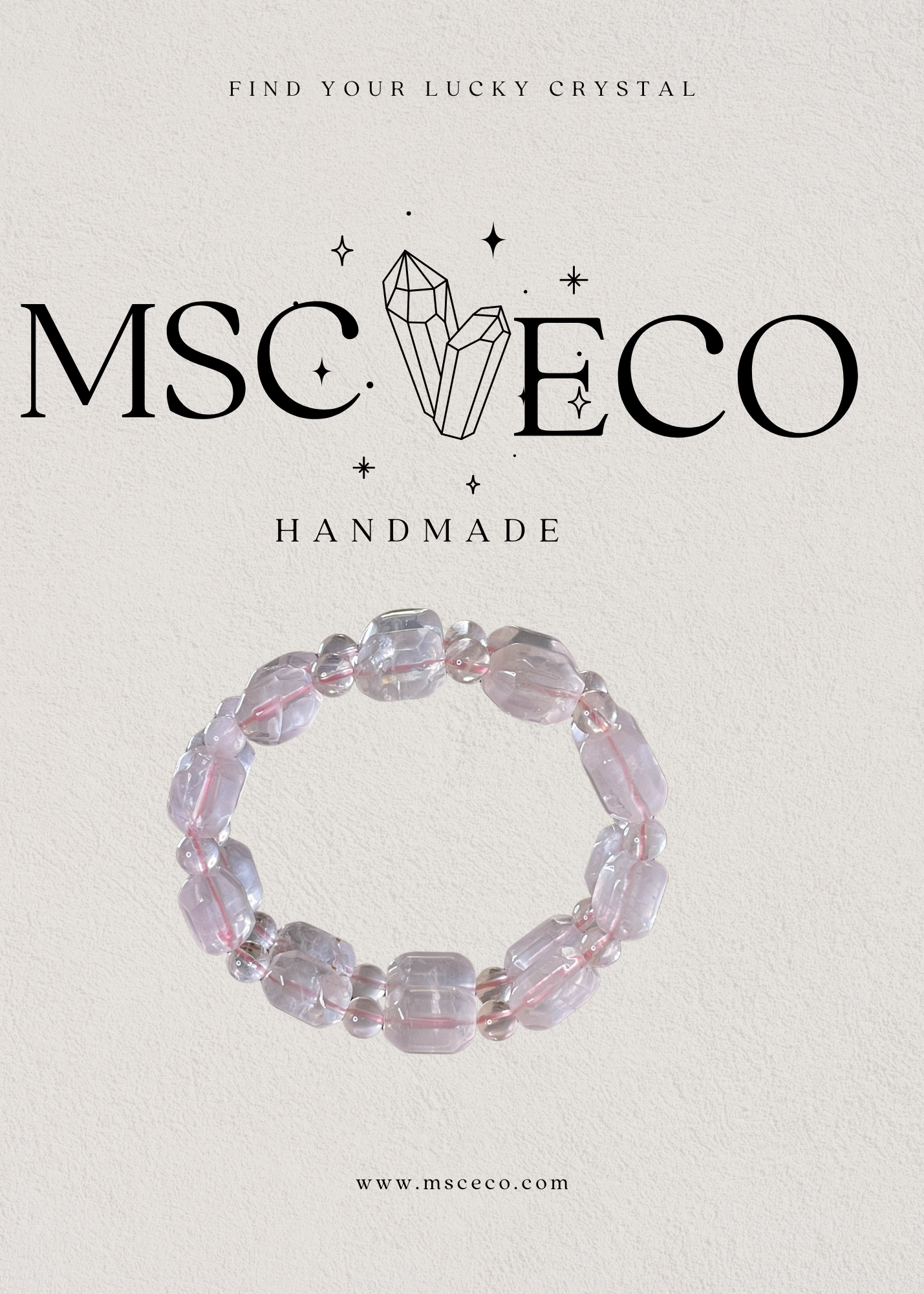 Starlit Harmony Rose Quartz Bead & Cube Bracelet