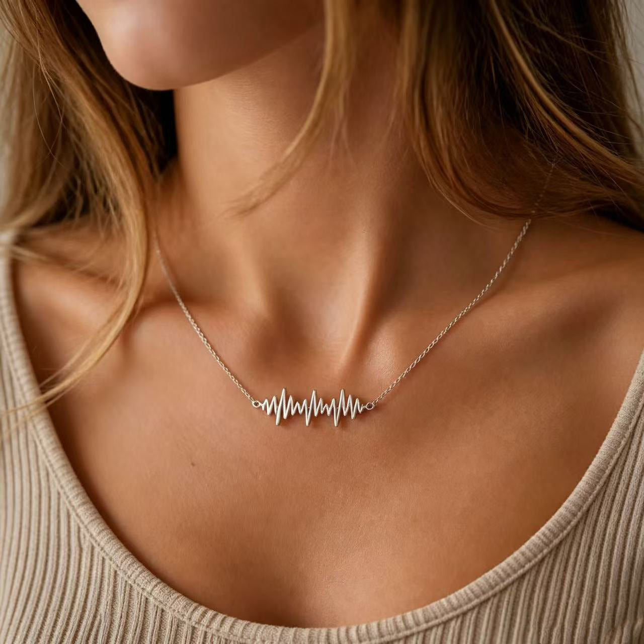 NFC Soundwave Necklace | Scan to Hear Their Voice | Personalized Love Memory Jewelry